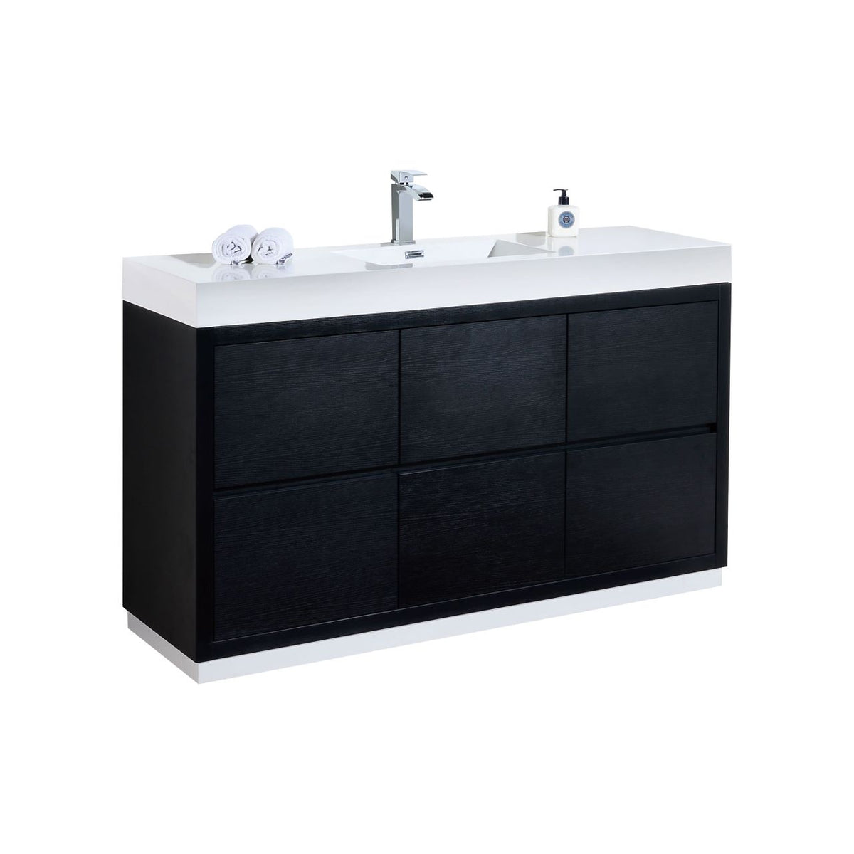 Kube Bath Bliss 60" Single Sink Free Standing Modern Bathroom Vanity - Black (FMB60S-BK)