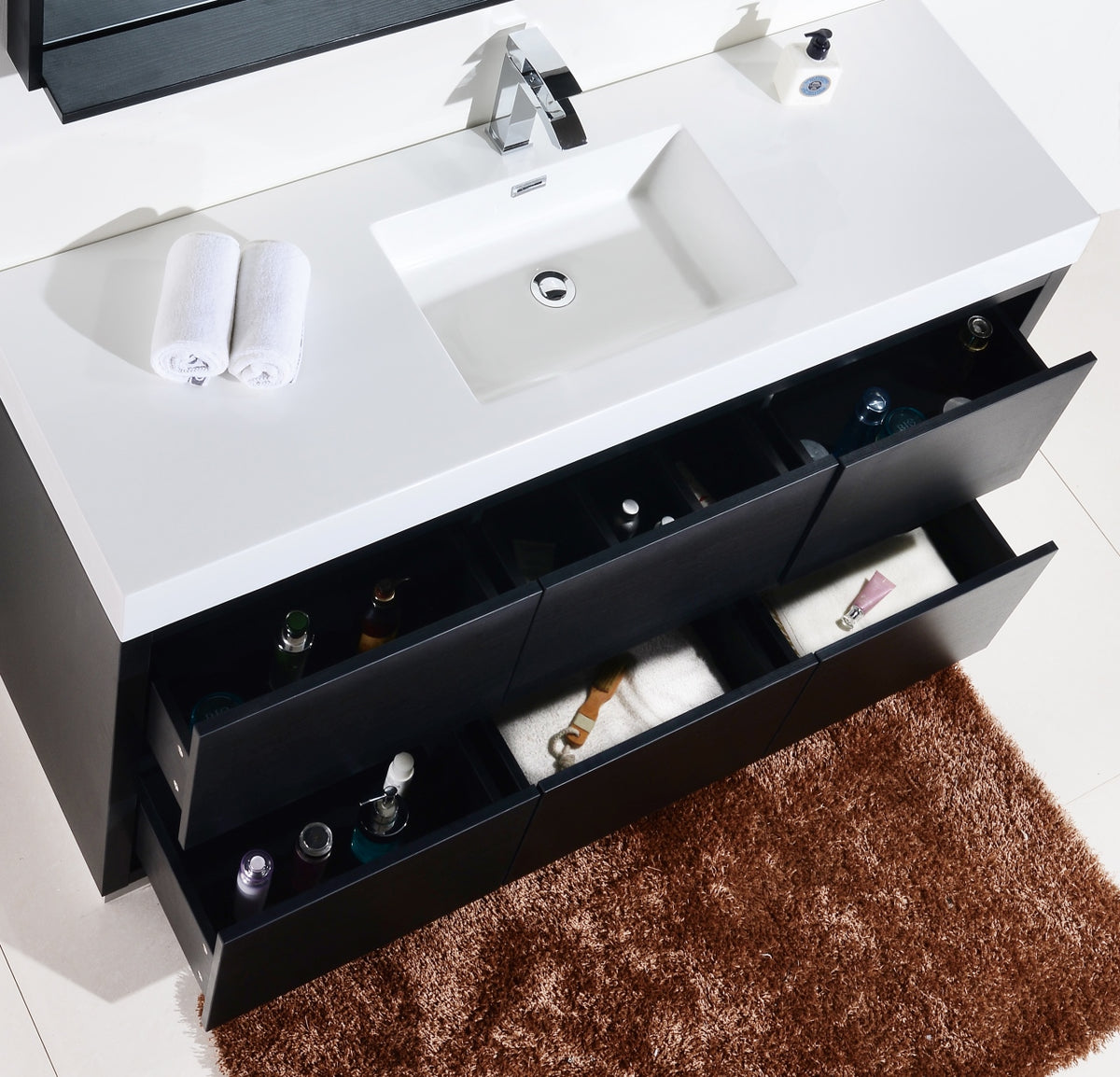 Kube Bath Bliss 60" Single Sink Free Standing Modern Bathroom Vanity - Black (FMB60S-BK) view 5