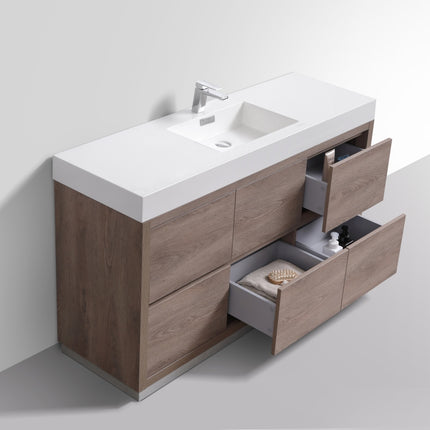 Kube Bath Bliss 60″ Single Sink Butternut Floor Mount Modern Bathroom Vanity Kube Bath