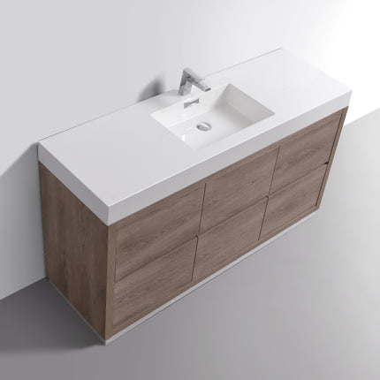 Kube Bath Bliss 60″ Single Sink Butternut Floor Mount Modern Bathroom Vanity Kube Bath