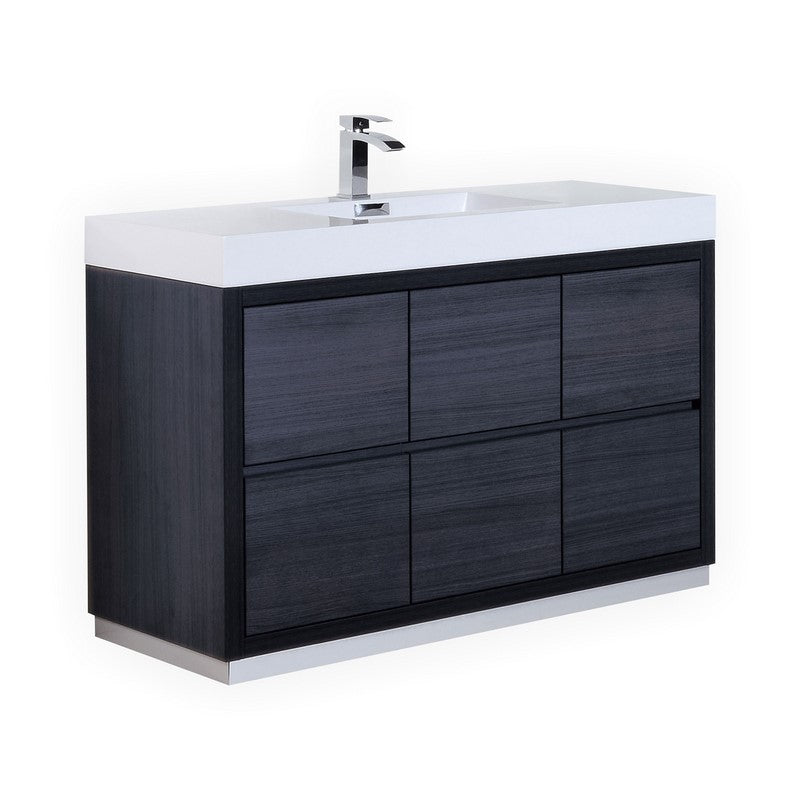 Kube Bath Bliss 60" Single Sink Free Standing Modern Bathroom Vanity - Grey Oak (FMB60S-GO)