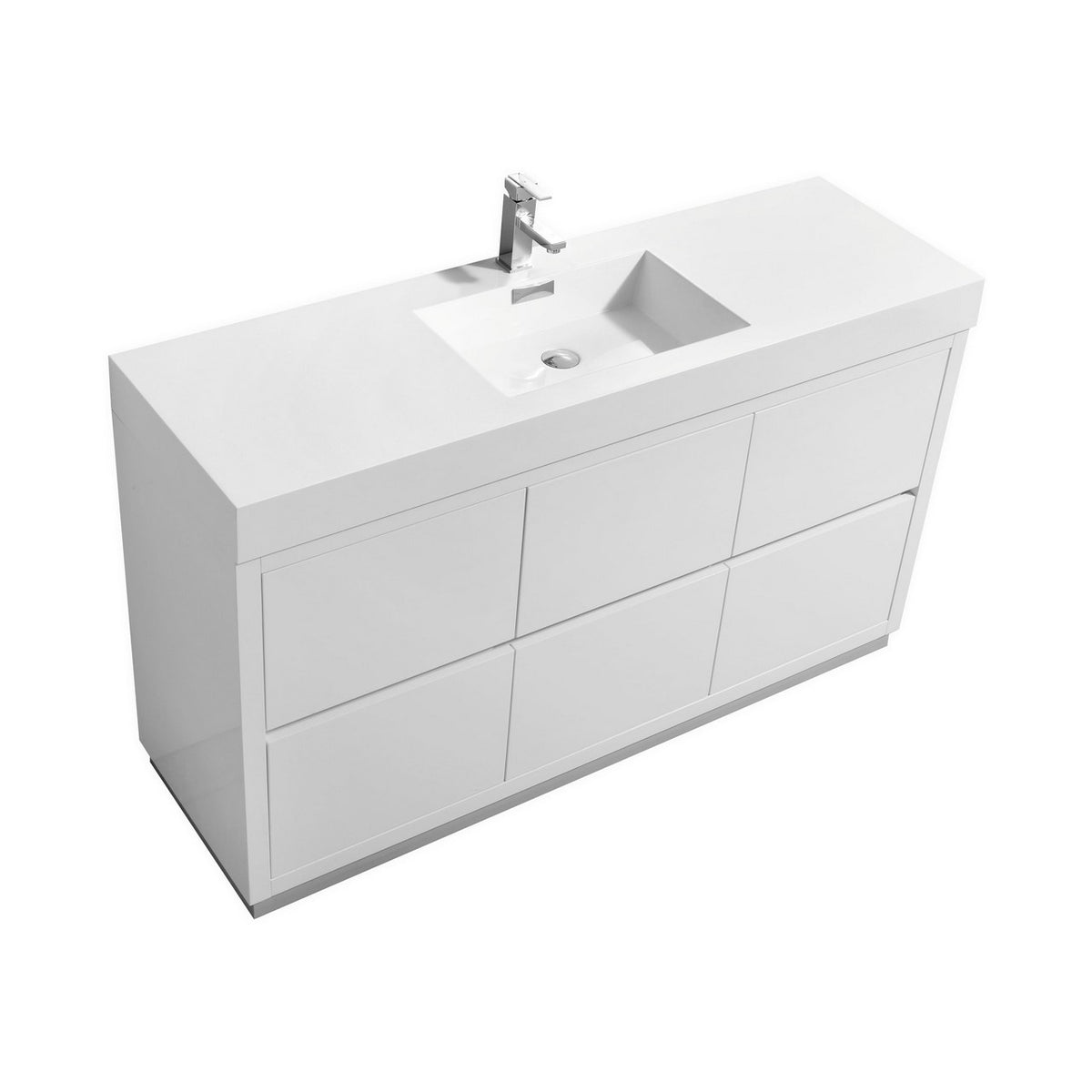 Kube Bath Bliss 60" Single Sink Free Standing Modern Bathroom Vanity - Gloss White (FMB60S-GW)
