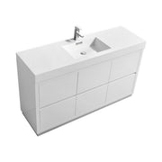 Kube Bath Bliss 60" Single Sink Free Standing Modern Bathroom Vanity - Gloss White (FMB60S-GW)