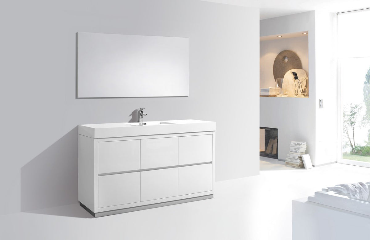 Kube Bath Bliss 60" Single Sink Free Standing Modern Bathroom Vanity - Gloss White (FMB60S-GW) view 2