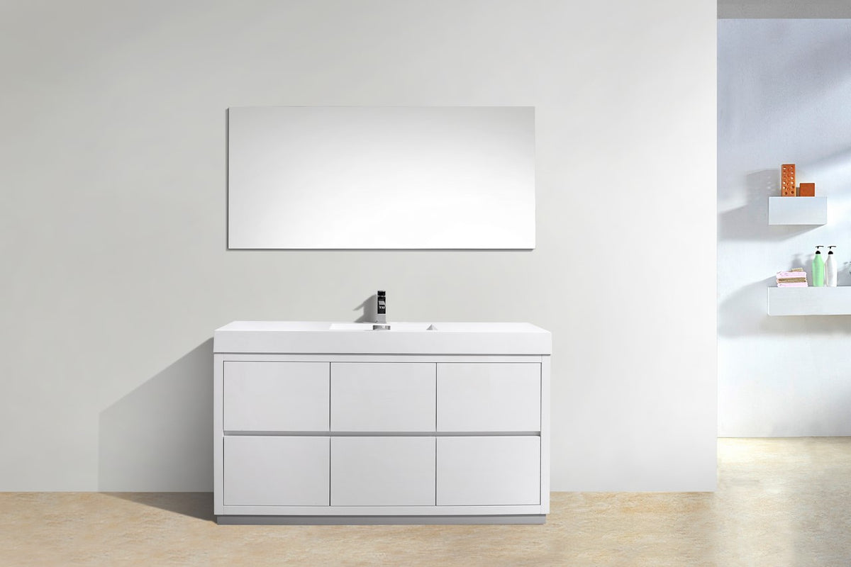 Kube Bath Bliss 60" Single Sink Free Standing Modern Bathroom Vanity - Gloss White (FMB60S-GW) view 3