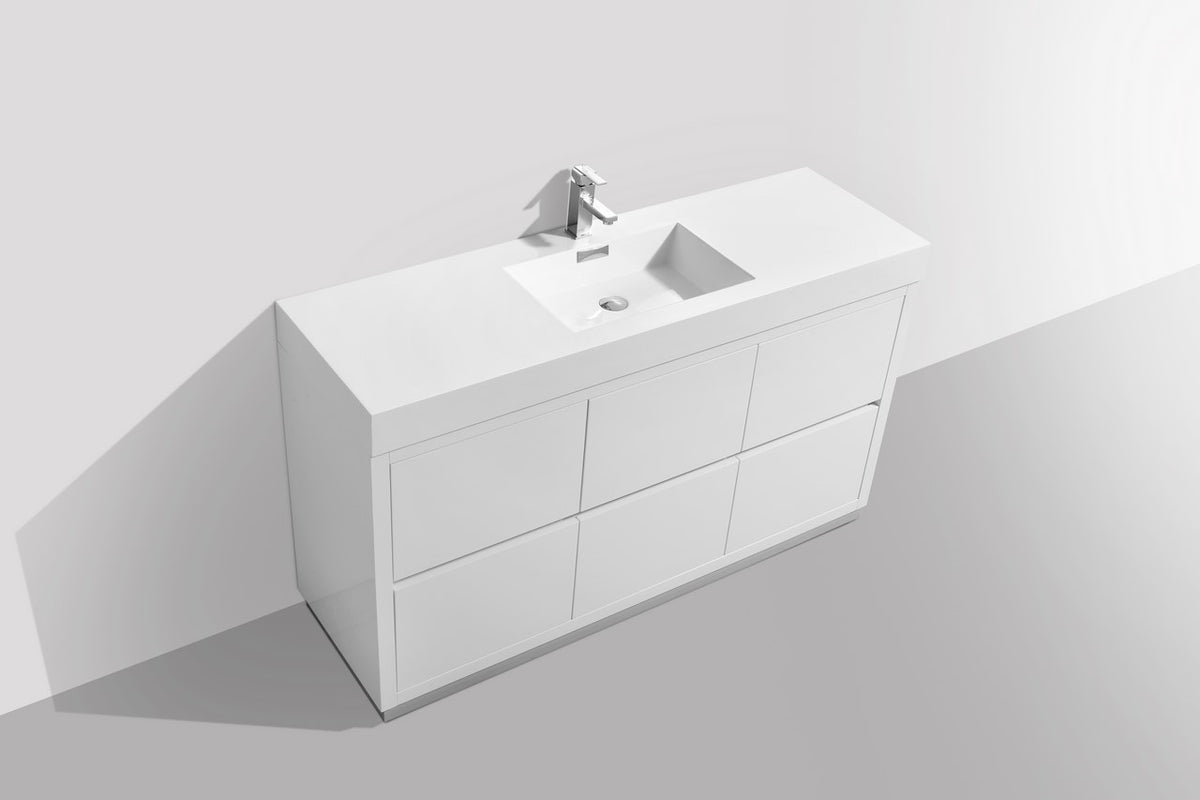 Kube Bath Bliss 60" Single Sink Free Standing Modern Bathroom Vanity - Gloss White (FMB60S-GW) view 4