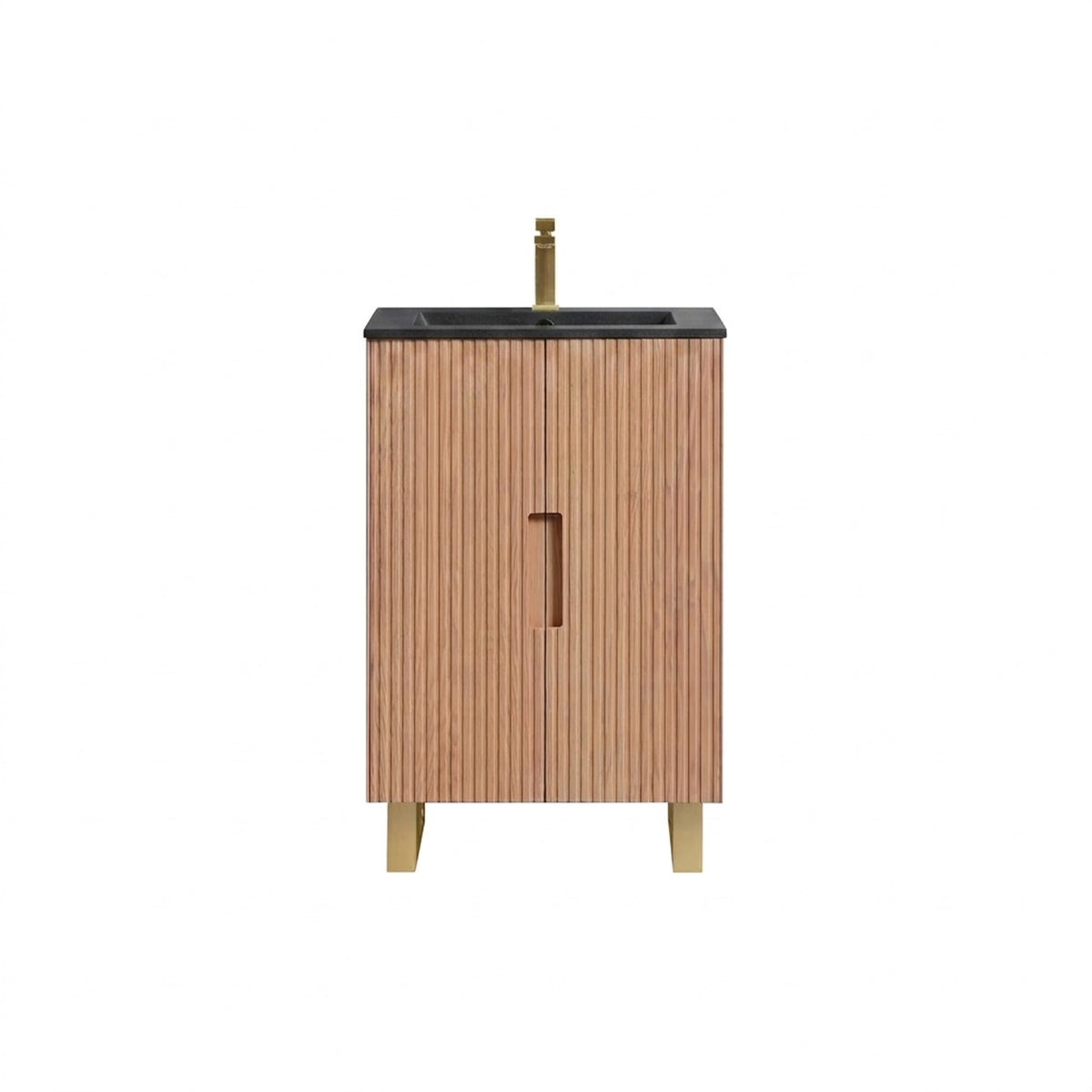 Kube Bath FIORE 24'' Floor Mount Mount Cabinet - Oak Wood - Oakwood / Brushed Gold Legs (FSKSW24-OAKWOOD-GOLD) view 3
