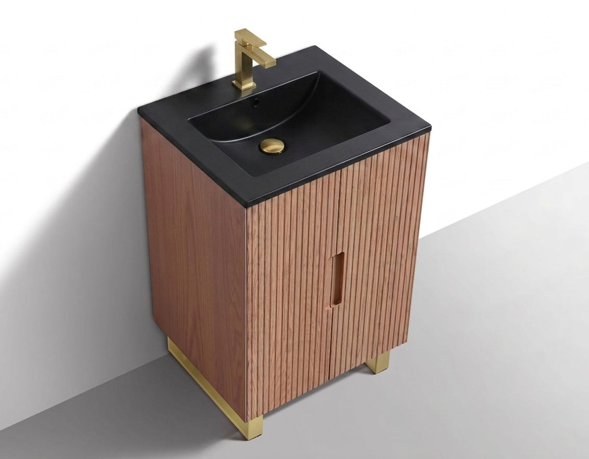 Kube Bath FIORE 24'' Floor Mount Mount Cabinet - Oak Wood - Oakwood / Brushed Gold Legs (FSKSW24-OAKWOOD-GOLD) view 7