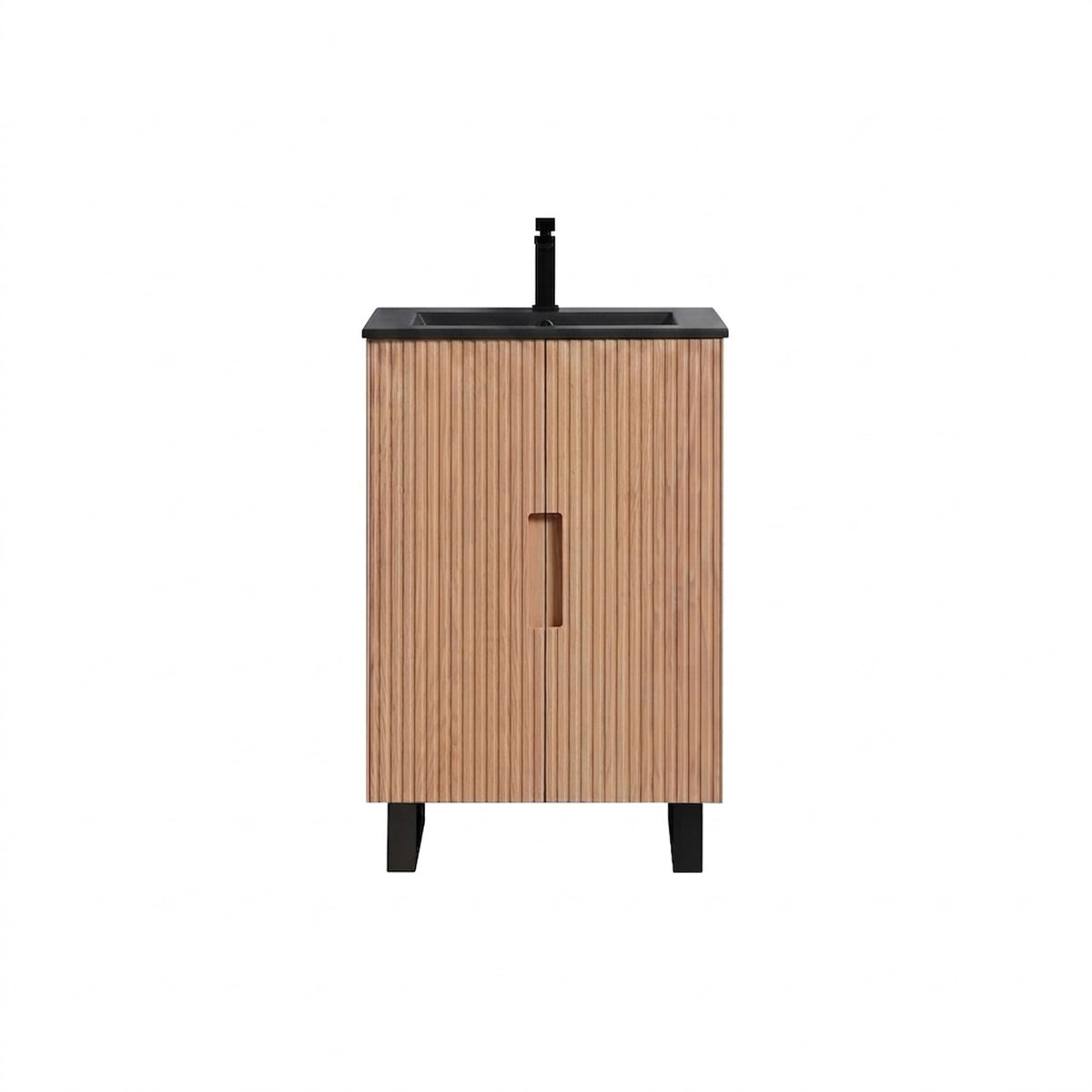 Kube Bath FIORE 24'' Floor Mount Mount Cabinet - Oak Wood - Oakwood / Black Legs (FSKSW24-OAKWOOD-BK) view 3