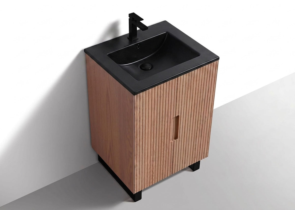 Kube Bath FIORE 24'' Floor Mount Mount Cabinet - Oak Wood - Oakwood / Black Legs (FSKSW24-OAKWOOD-BK) view 7