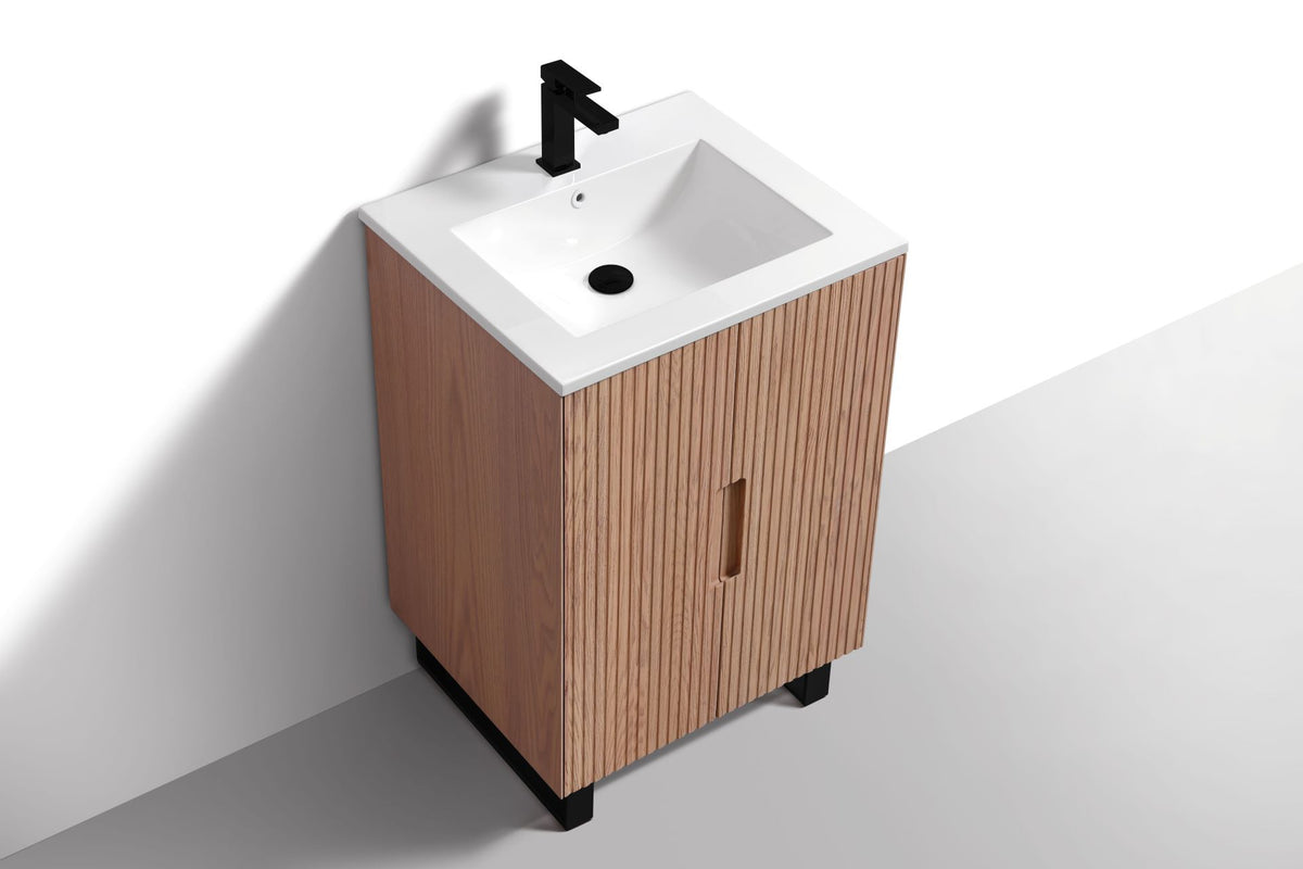 Kube Bath FIORE 24'' Floor Mount Mount Cabinet - Oak Wood - Oakwood / Black Legs (FSKSW24-OAKWOOD-BK) view 6