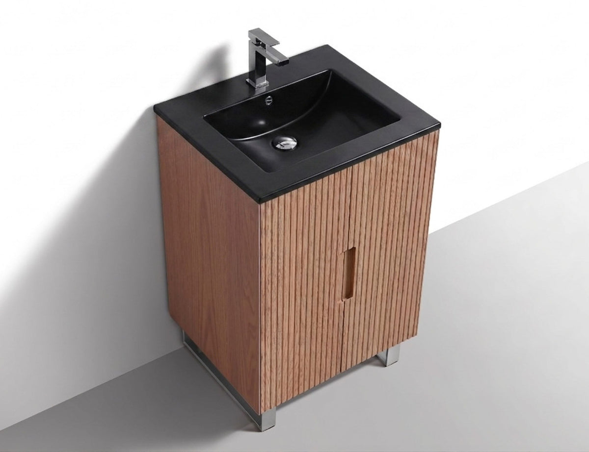 Kube Bath FIORE 24'' Floor Mount Mount Cabinet - Oak Wood - Oakwood / Chrome Legs (FSKSW24-OAKWOOD-CH) view 7