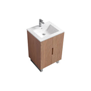 Kube Bath FIORE 24'' Floor Mount Mount Cabinet - Oak Wood - Oakwood / Chrome Legs (FSKSW24-OAKWOOD-CH)