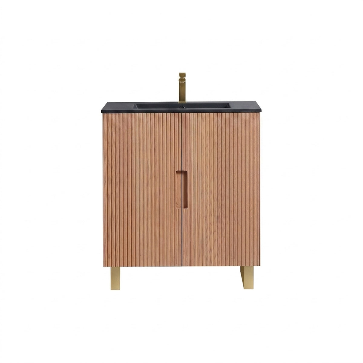 Kube Bath FIORE 32'' Floor Mount Cabinet - Oak Wood - Oakwood / Brushed Gold Legs (FSKSW32-OAKWOOD-GOLD) view 3