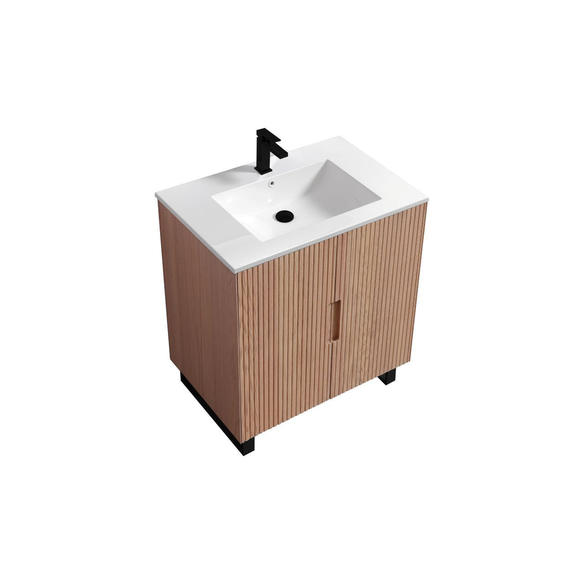 Kube Bath FIORE 32'' Floor Mount Cabinet - Oak Wood - Oakwood / Black Legs (FSKSW32-OAKWOOD-BK)
