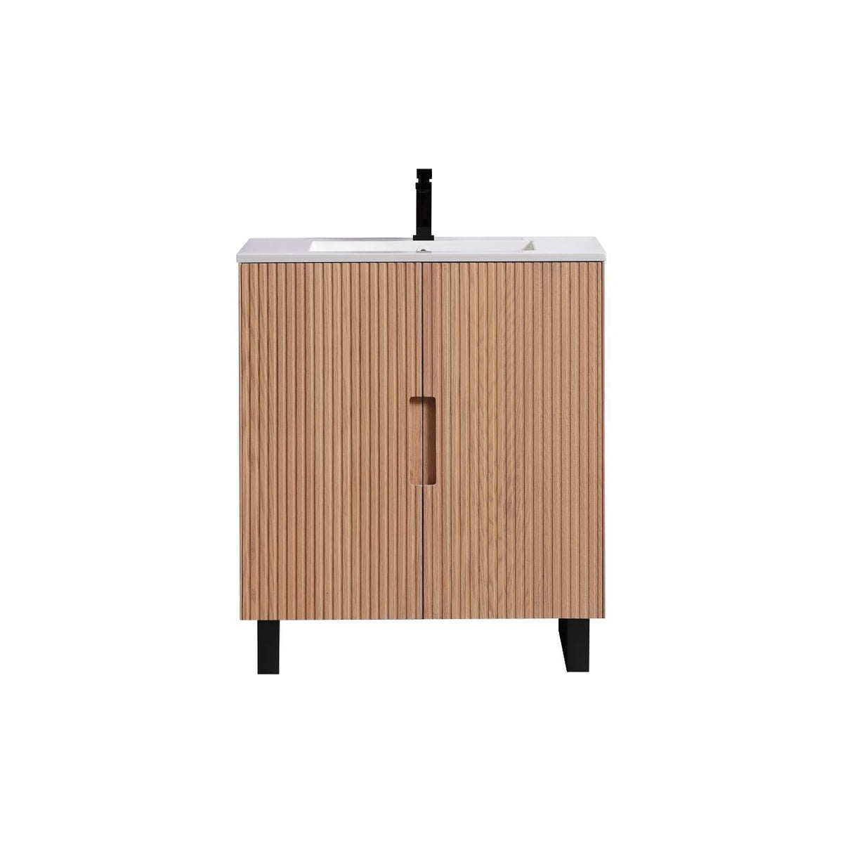 Kube Bath FIORE 32'' Floor Mount Cabinet - Oak Wood - Oakwood / Black Legs (FSKSW32-OAKWOOD-BK) view 2
