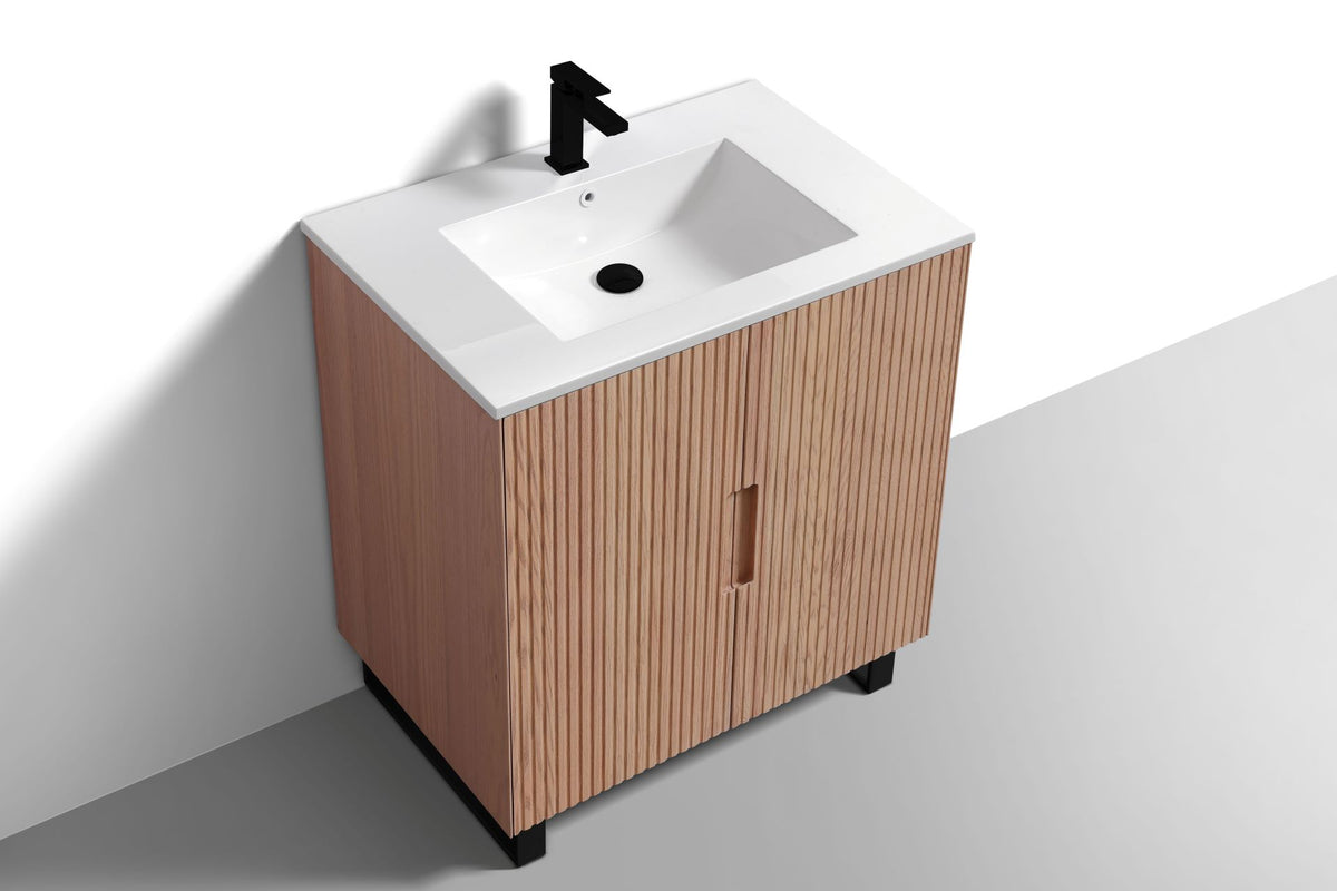 Kube Bath FIORE 32'' Floor Mount Cabinet - Oak Wood - Oakwood / Black Legs (FSKSW32-OAKWOOD-BK) view 6