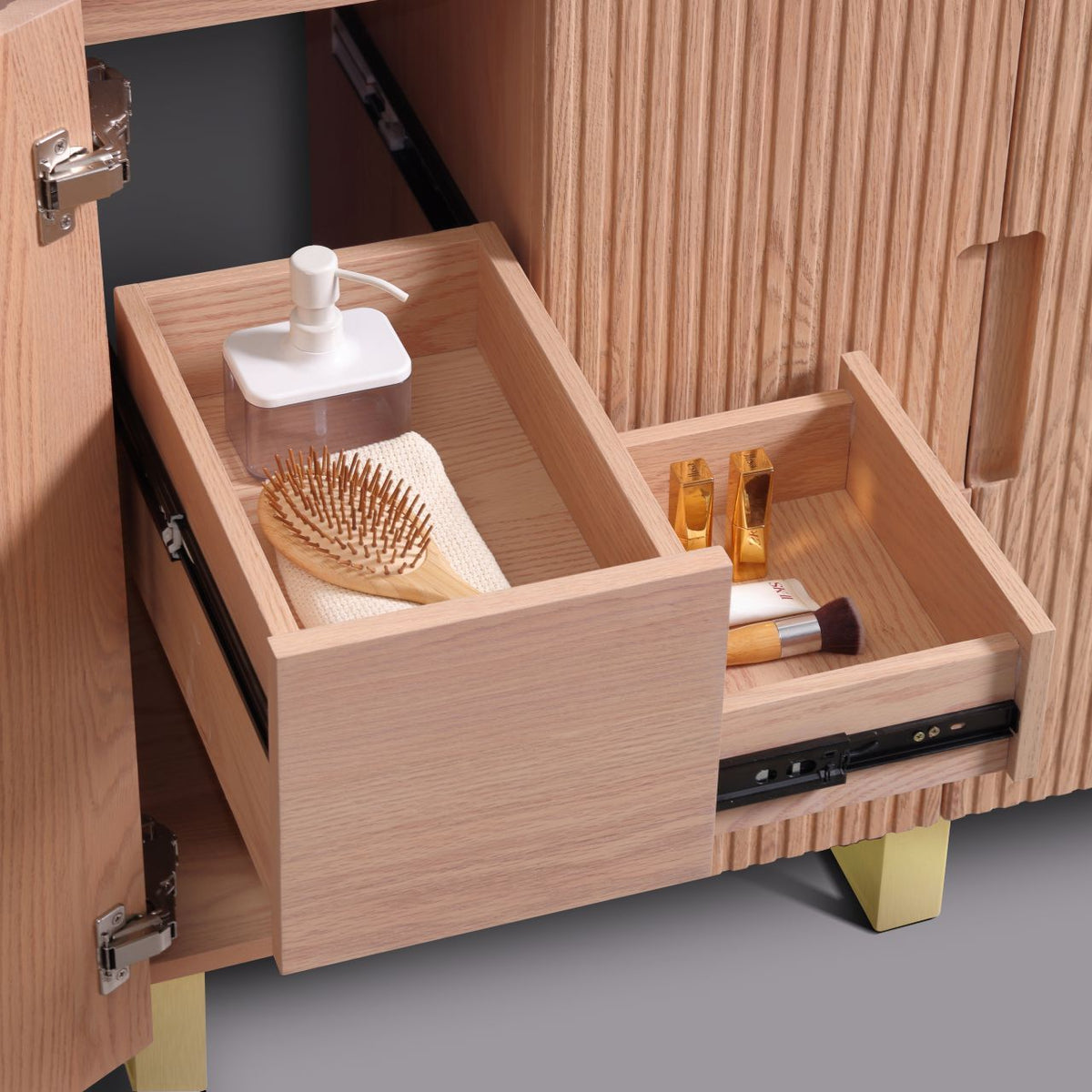 Kube Bath FIORE 48'' Single Sink Floor Mount Cabinet - Oak Wood - Oakwood / Brushed Gold Legs (FSKSW48S-OAKWOOD-GOLD) view 13