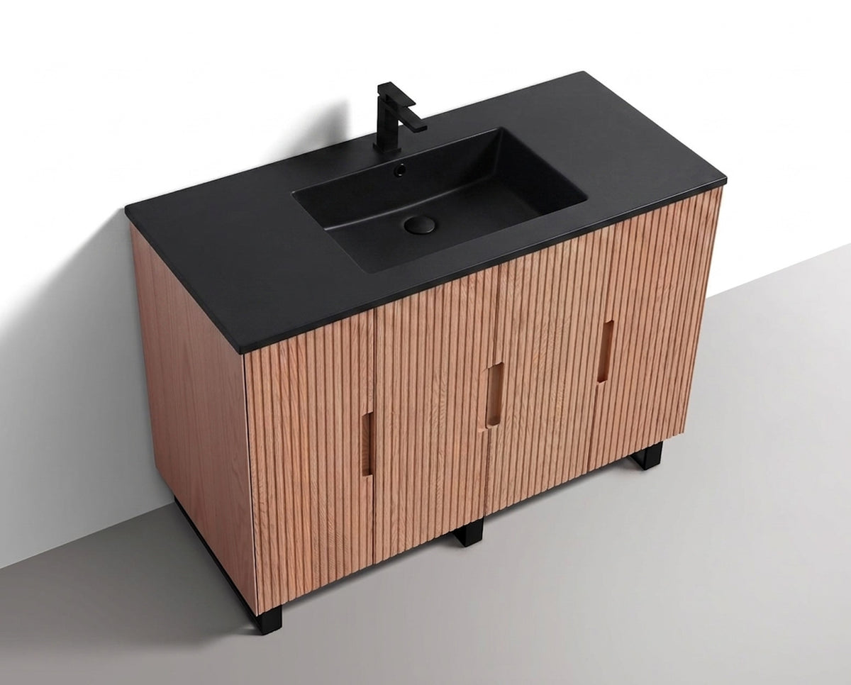 Kube Bath FIORE 48'' Single Sink Floor Mount Cabinet - Oak Wood - Oakwood / Black Legs (FSKSW48S-OAKWOOD-BK) view 6