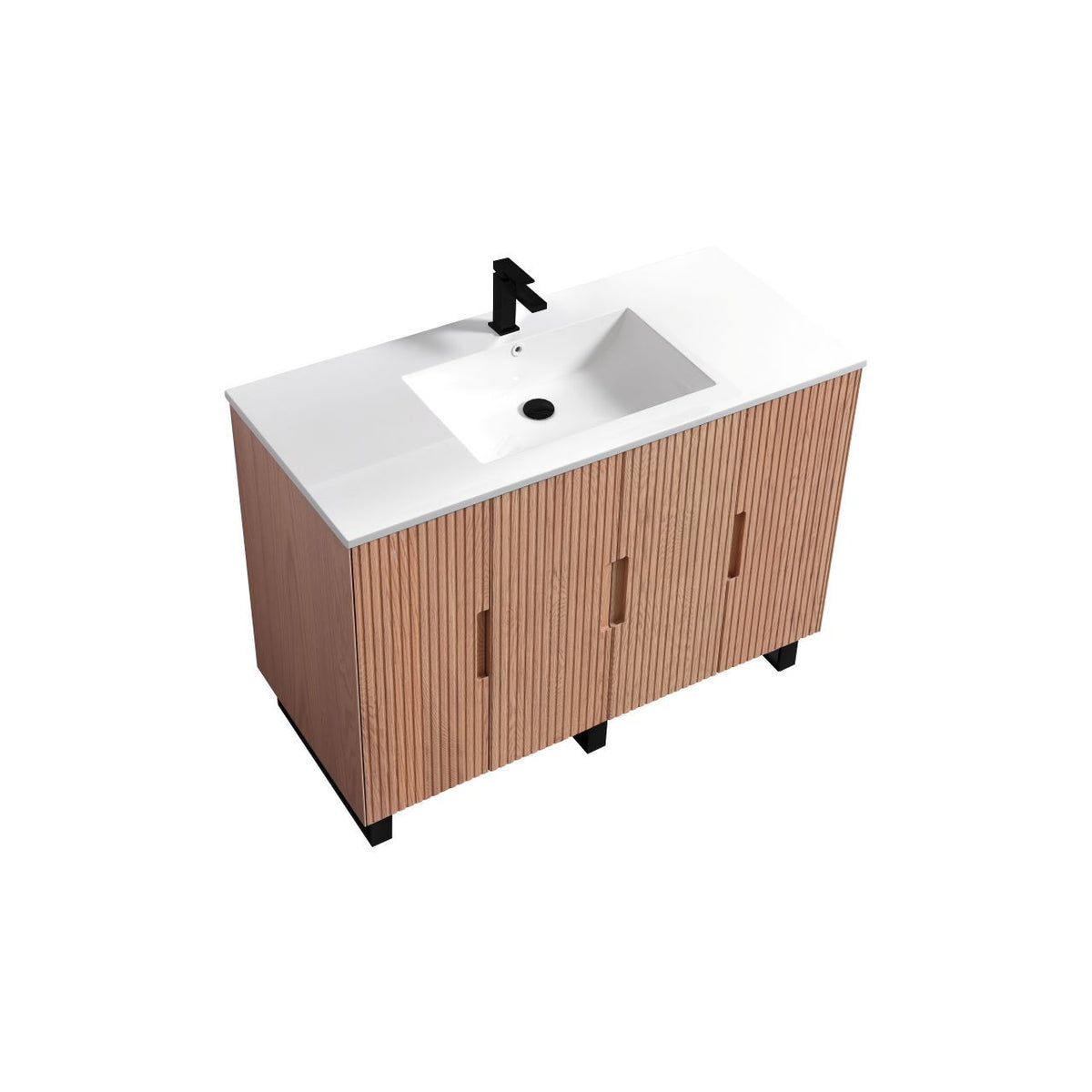 Kube Bath FIORE 48'' Single Sink Floor Mount Cabinet - Oak Wood - Oakwood / Black Legs (FSKSW48S-OAKWOOD-BK)