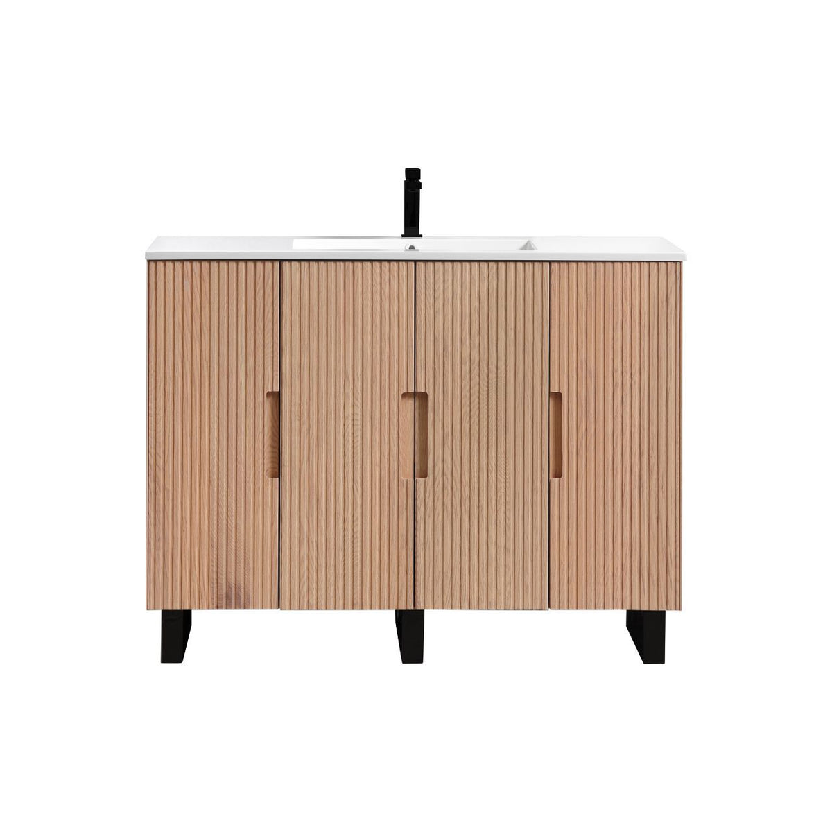Kube Bath FIORE 48'' Single Sink Floor Mount Cabinet - Oak Wood - Oakwood / Black Legs (FSKSW48S-OAKWOOD-BK) view 2