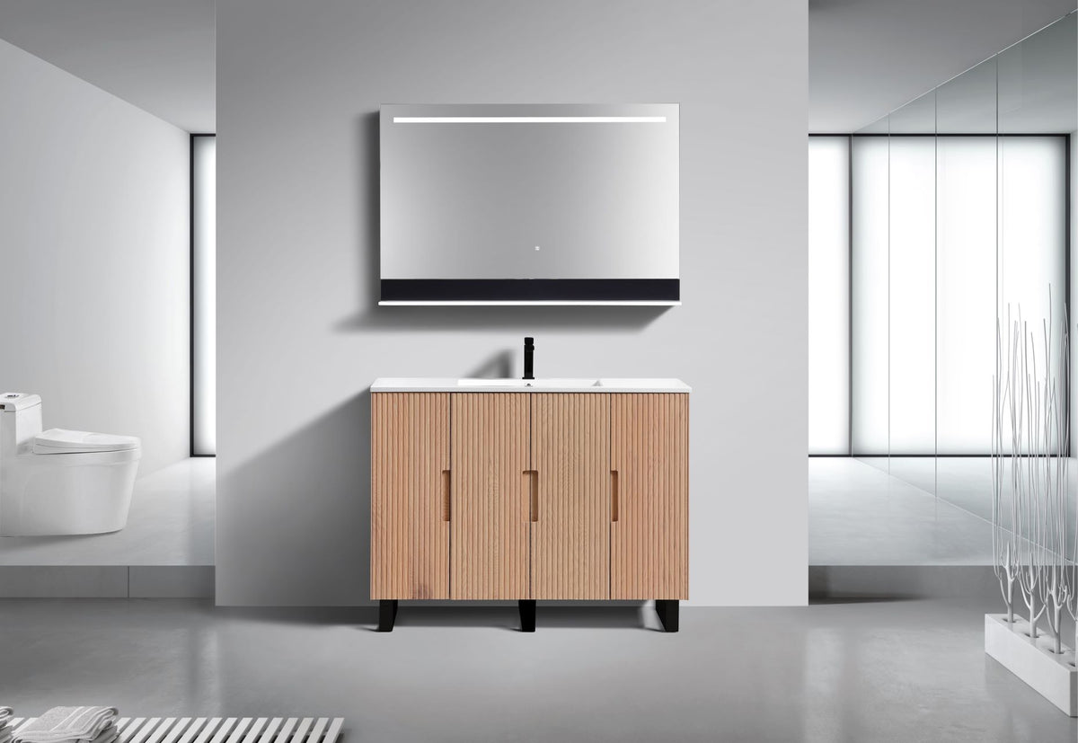 Kube Bath FIORE 48'' Single Sink Floor Mount Cabinet - Oak Wood - Oakwood / Black Legs (FSKSW48S-OAKWOOD-BK) view 4