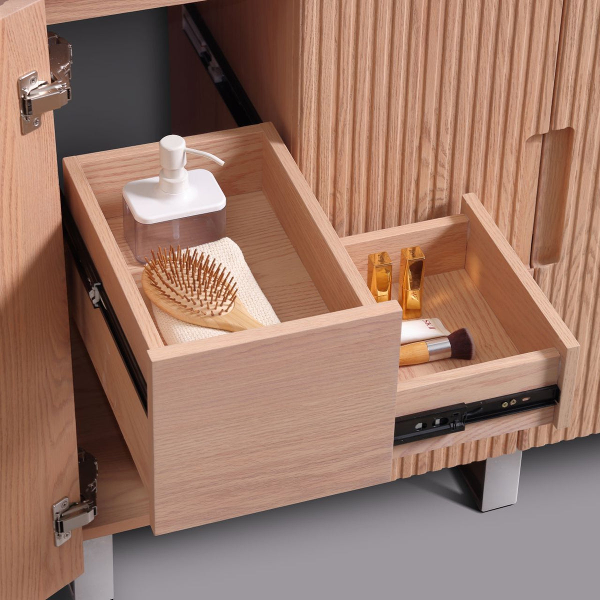 Kube Bath FIORE 48'' Single Sink Floor Mount Cabinet - Oak Wood - Oakwood / Chrome Legs (FSKSW48S-OAKWOOD-CH) view 14