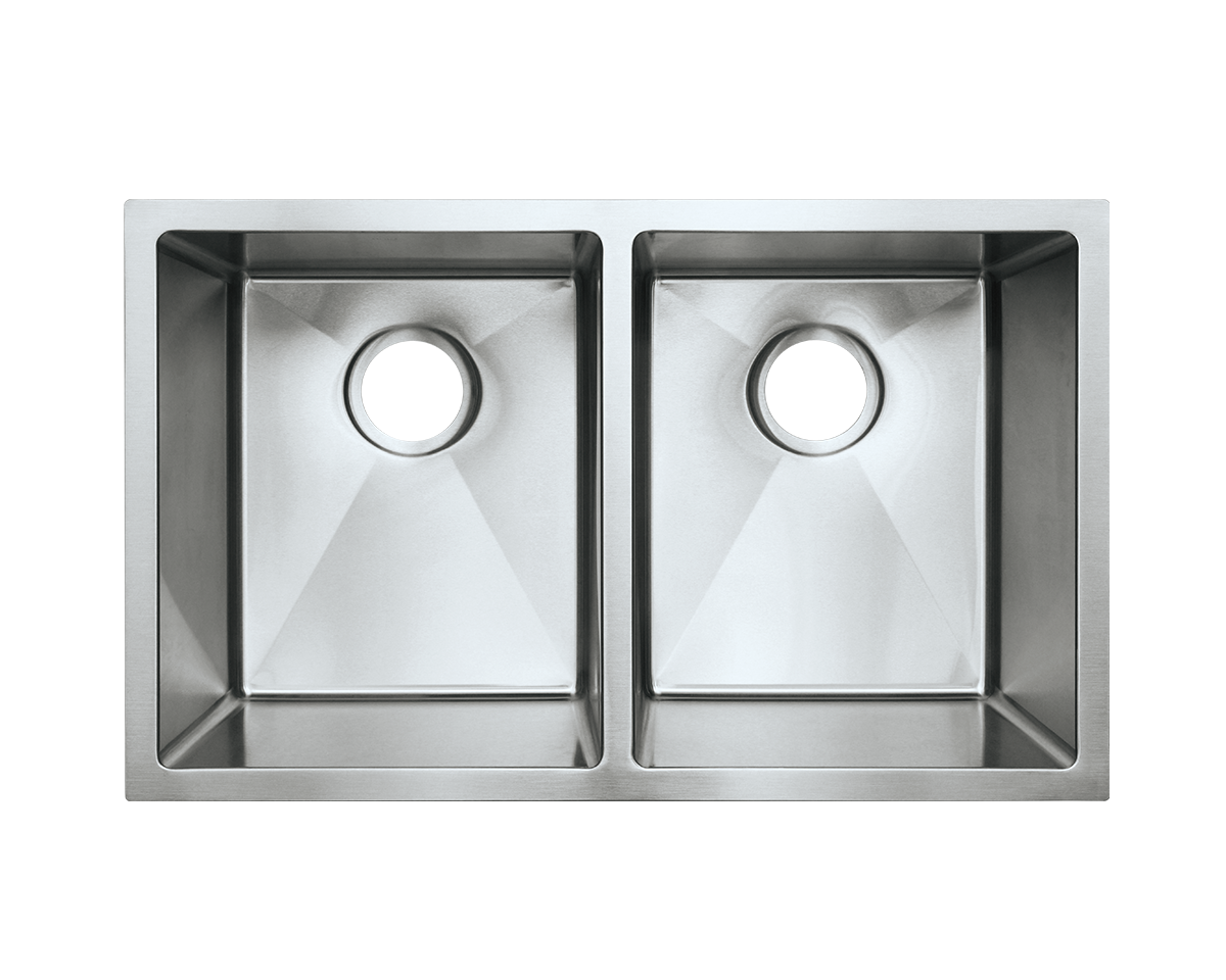 Fluid FSN-UDR2918 (29"x18") Tight Radius Double Bowl Kitchen Sink in stainless steel