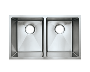 Fluid FSN-UDR3218 (32"x18") Tight Radius Double Bowl Kitchen Sink in stainless steel