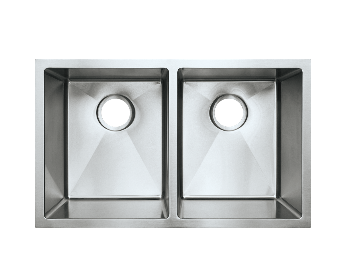 Fluid FSN-UDR3218 (32"x18") Tight Radius Double Bowl Kitchen Sink in stainless steel