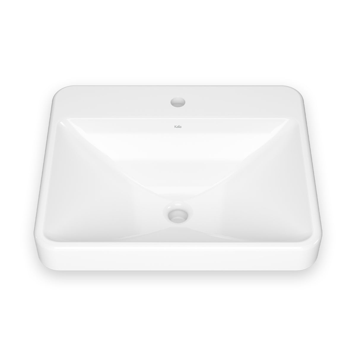 Kalia KOSLA Semi-Recessed Rectangular Porcelain Washbasin with Neopur Coating and Tap Deck for Recessed Installation White FU2114-240