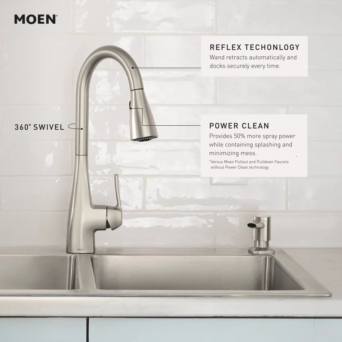 Moen Kiran Single-Handle High-Arc Pulldown Kitchen Faucet 87599 in Spot Resist Stainless (87599SRS) - view 5