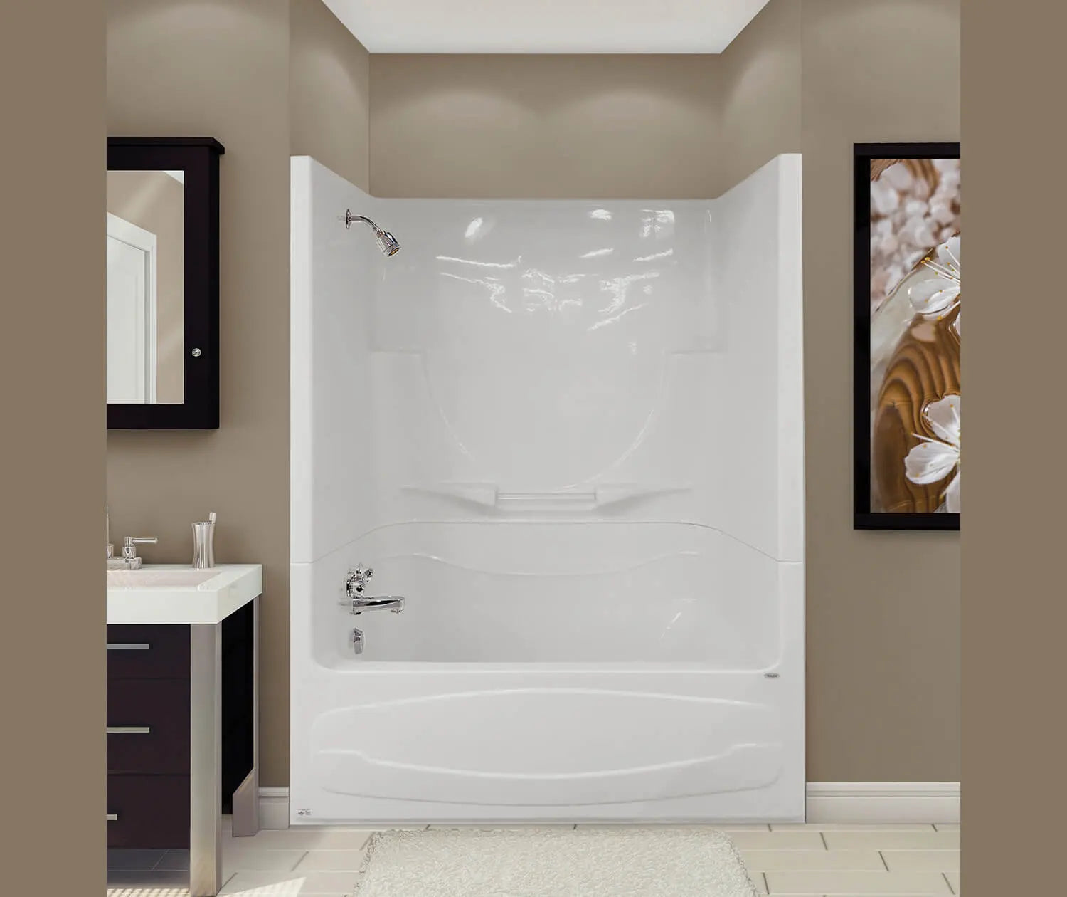 Figaro II AFR Acrylic Alcove Left-Hand Drain One-Piece Tub Shower in White - Plumbing Market