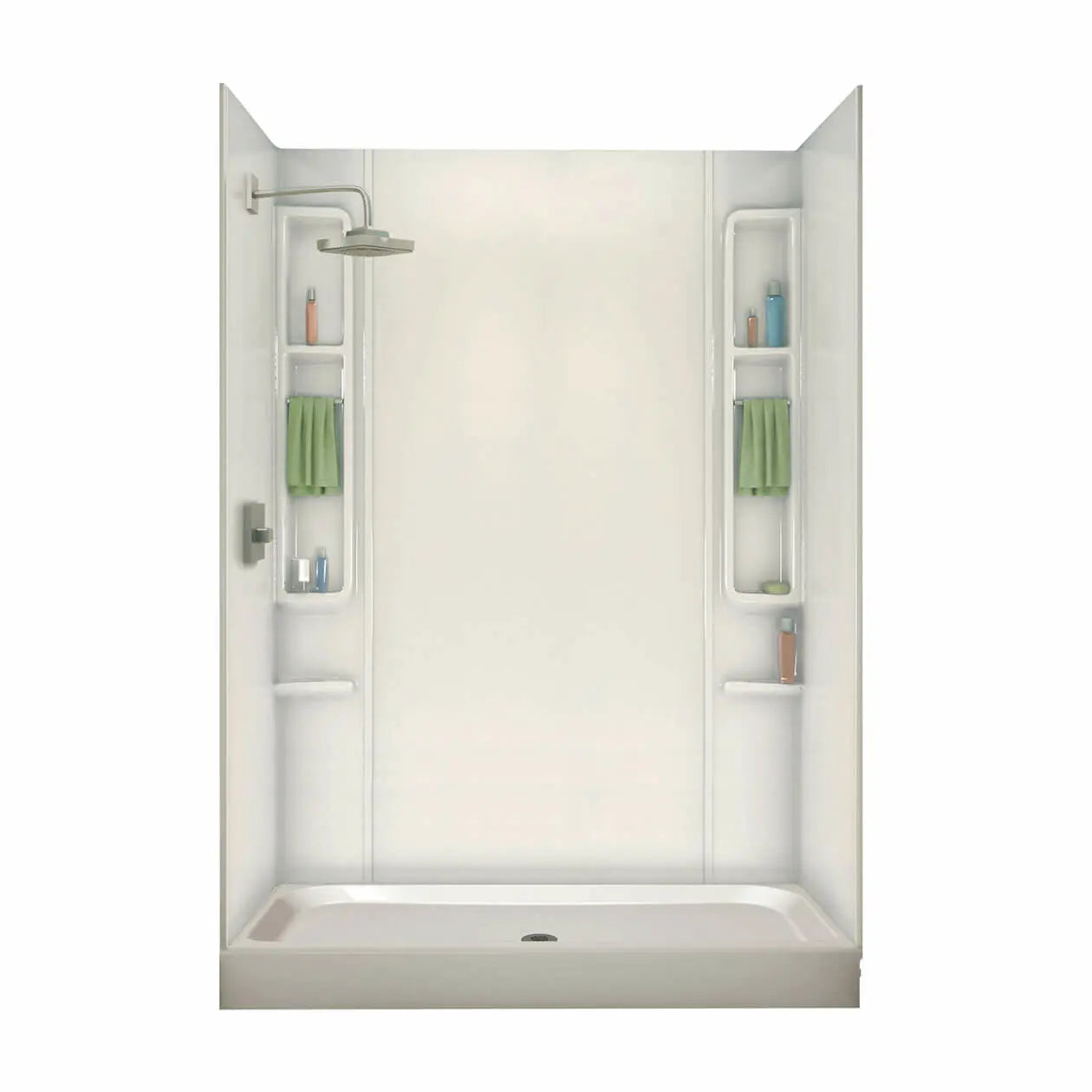Finesse Base 48 x 32 AcrylX Alcove Shower Base with Center Drain in White - Plumbing Market