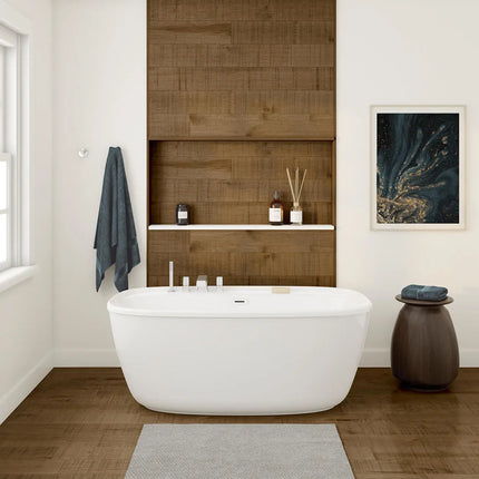 Fontana 58 x 32 AcrylX Freestanding Center Drain Bathtub in White with White Skirt - Plumbing Market