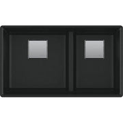 Franke 32.0-in. x 18.75-in. Undermount Double Bowl Granite Kitchen Sink with Low Divide in Matte Black - Plumbing Market
