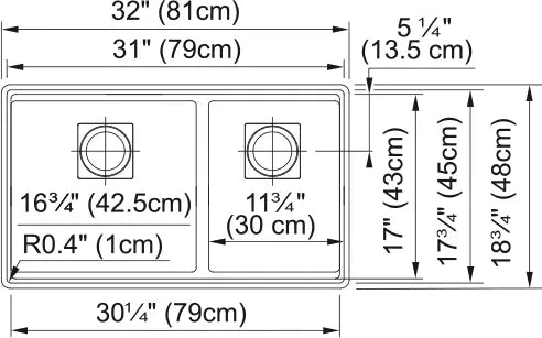 Franke 32.0-in. x 18.75-in. Undermount Double Bowl Granite Kitchen Sink with Low Divide in Matte Black - Plumbing Market