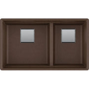 Franke 32.0-in. x 18.75-in. Undermount Double Bowl Granite Kitchen Sink with Low Divide in Mocha. - Plumbing Market