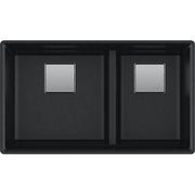 Franke 32.0-in. x 18.75-in. Undermount Double Bowl Granite Kitchen Sink with Low Divide in Onyx - Plumbing Market