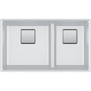 Franke 32.0-in. x 18.75-in. Undermount Double Bowl Granite Kitchen Sink with Low Divide in Polar White - Plumbing Market