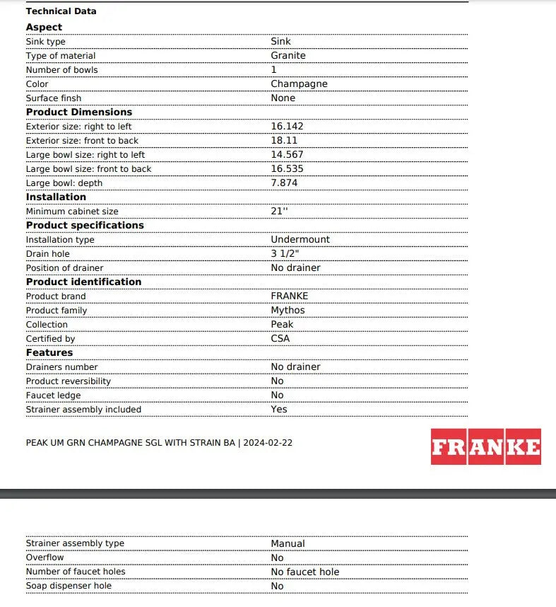 Franke Peak 14" Undermount Single Bowl Bar/Prep Granite Sink in Mocha - Plumbing Market