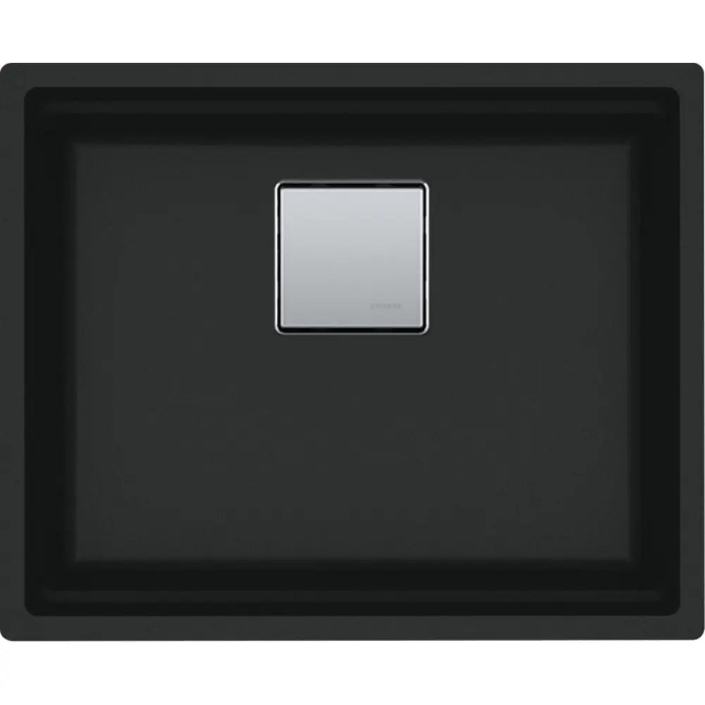 Franke Peak 22.06-in. x 18.21-in. Undermount Single Bowl Granite Kitchen Sink in Matte Black - Plumbing Market