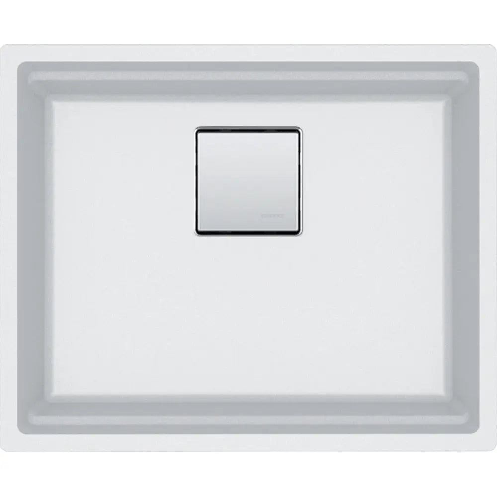 Franke Peak 22.06-in. x 18.21-in. Undermount Single Bowl Granite Kitchen Sink in Polar White - Plumbing Market