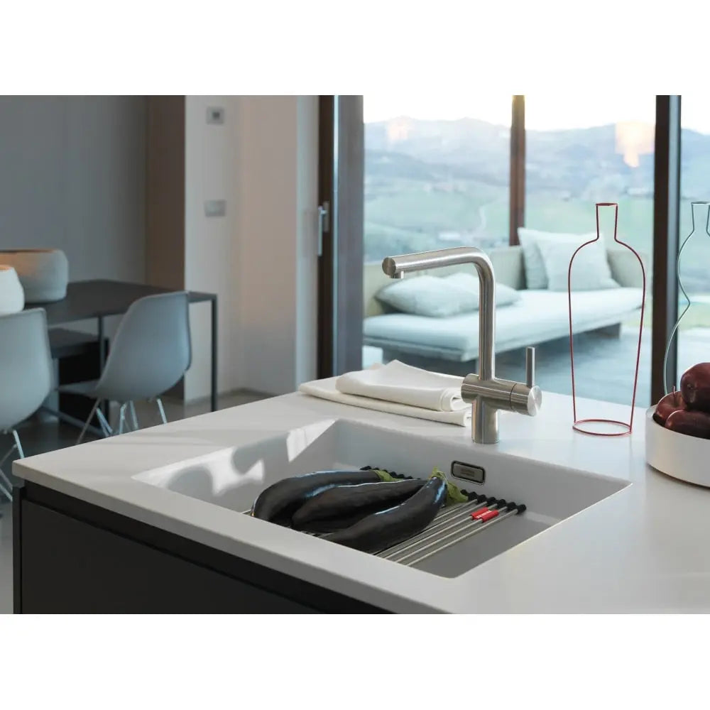 Franke Peak 22.06-in. x 18.21-in. Undermount Single Bowl Granite Kitchen Sink in Polar White - Plumbing Market
