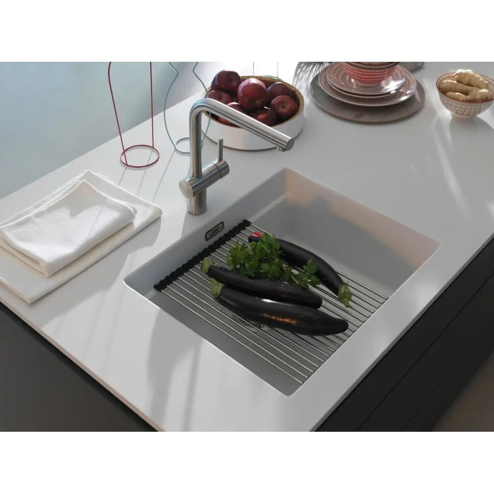 Franke Peak 22.06-in. x 18.21-in. Undermount Single Bowl Granite Kitchen Sink in Polar White - Plumbing Market