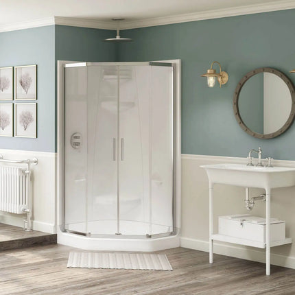 Freestyle 40 Neo-Angle 40 x 40 Acrylic Corner Center Drain One-Piece Shower in White - Plumbing Market