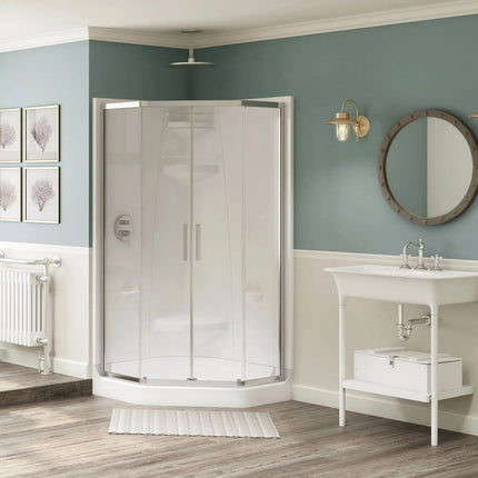 Freestyle 40 Neo-Angle 40 x 40 Acrylic Corner Center Drain One-Piece Shower in White - Plumbing Market