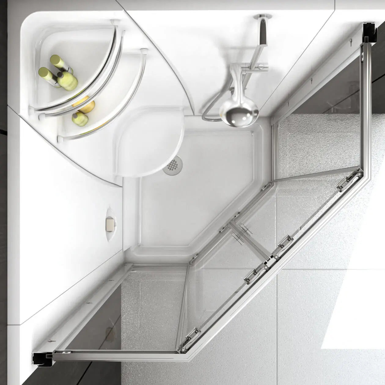 Freestyle 40 Neo-Angle 40 x 40 Acrylic Corner Center Drain Two-Piece Shower in White - Plumbing Market