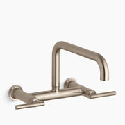 Kohler Purist Two-hole wall-mount bridge kitchen sink faucet K-7549-4-BV - Plumbing Market