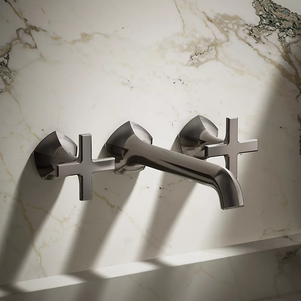 Kohler Occasion Wall-mount bathroom sink faucet Cross handle trim, 1.2 gpm K-T27013-3-TT - Plumbing Market